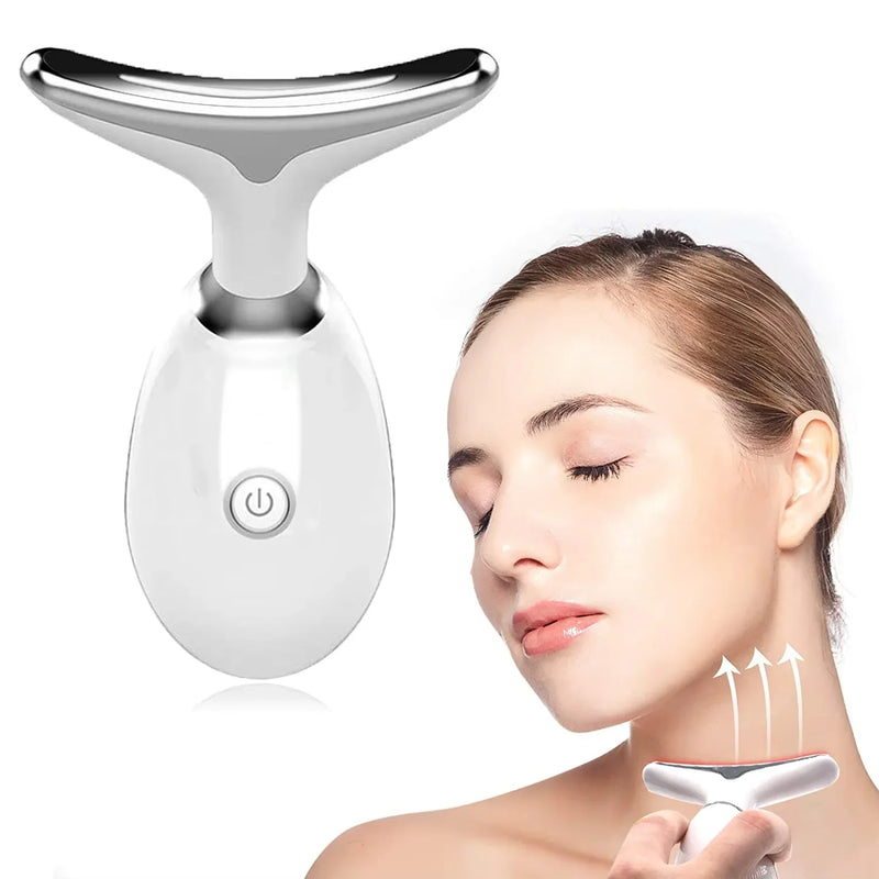 Lifting Facial e Pescoço de Luz Vermelha EMS, Removedor de Rugas, Massageador Tensor