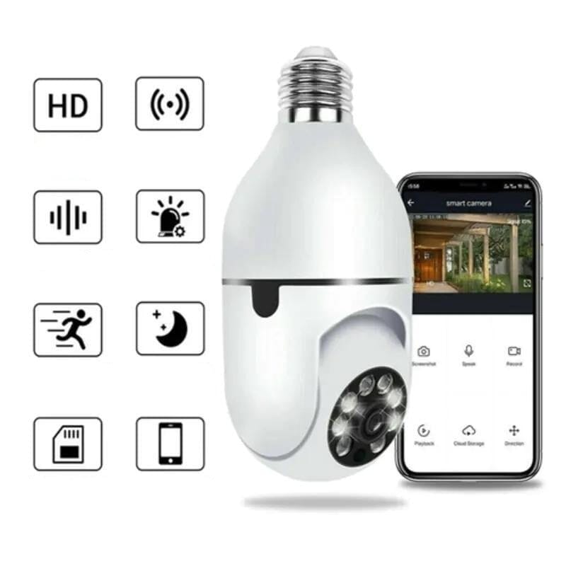 Câmera de Segurança 360 Graus Wi-Fi Full HD 1080p Com Gravador Microfone