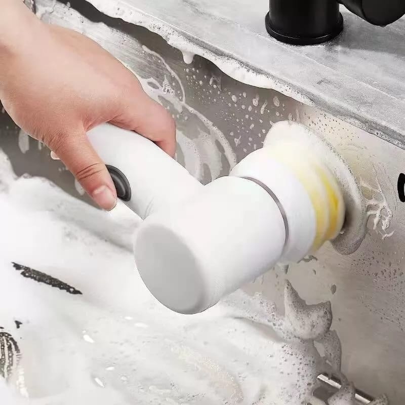 Escova Elétrica de Limpeza 5 em 1 + Suporte de Brinde