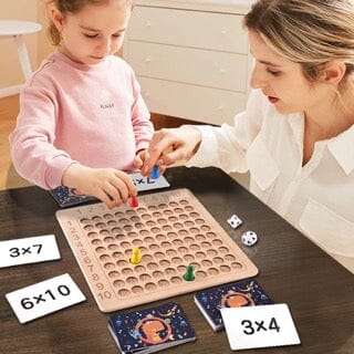Jogo de Tabuleiro de Multiplicação Montessori de Madeira