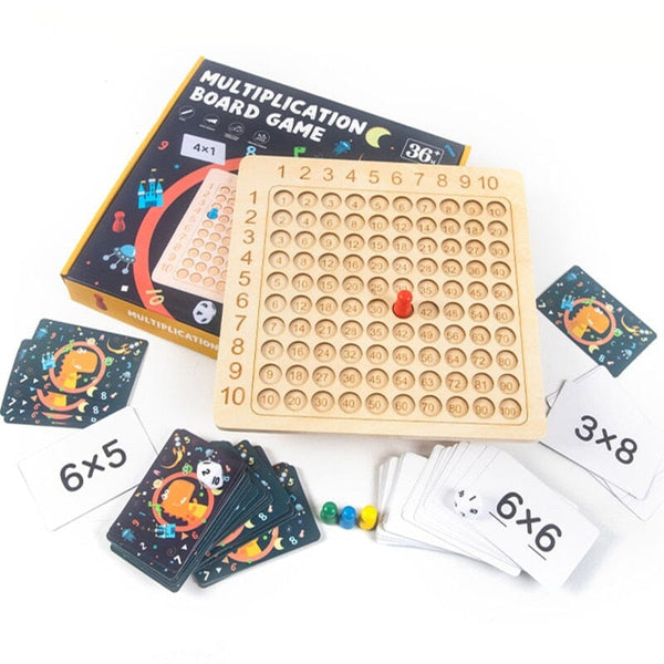 Jogo de Tabuleiro de Multiplicação Montessori de Madeira