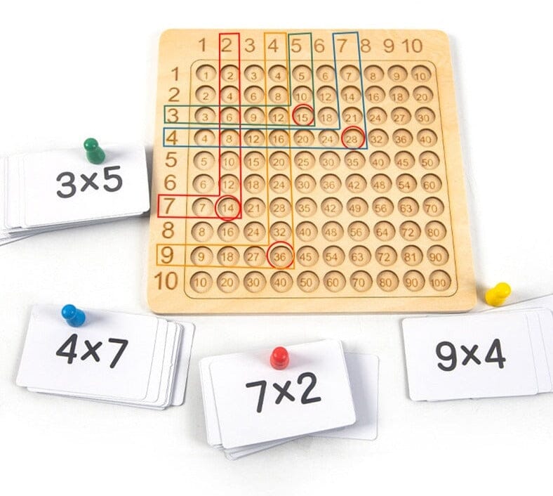 Jogo de Tabuleiro de Multiplicação Montessori de Madeira
