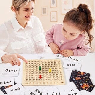 Jogo de Tabuleiro de Multiplicação Montessori de Madeira