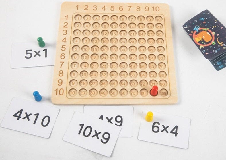 Jogo de Tabuleiro de Multiplicação Montessori de Madeira