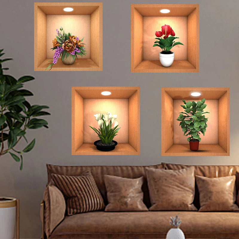 Kit 4 Quadros Adesivos Tridimensional